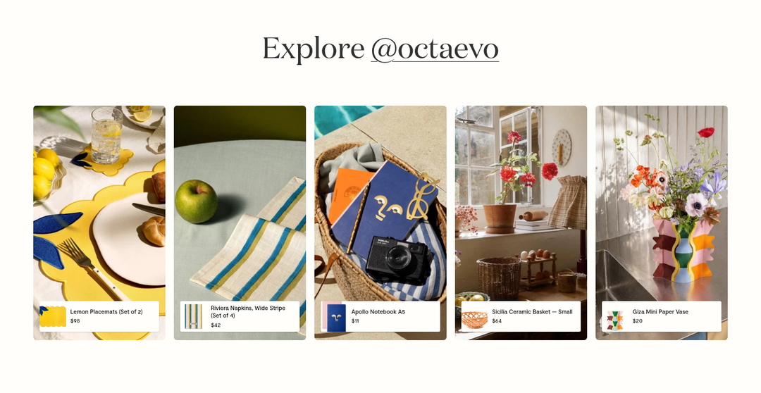 Shop Instagram section from Octaevo