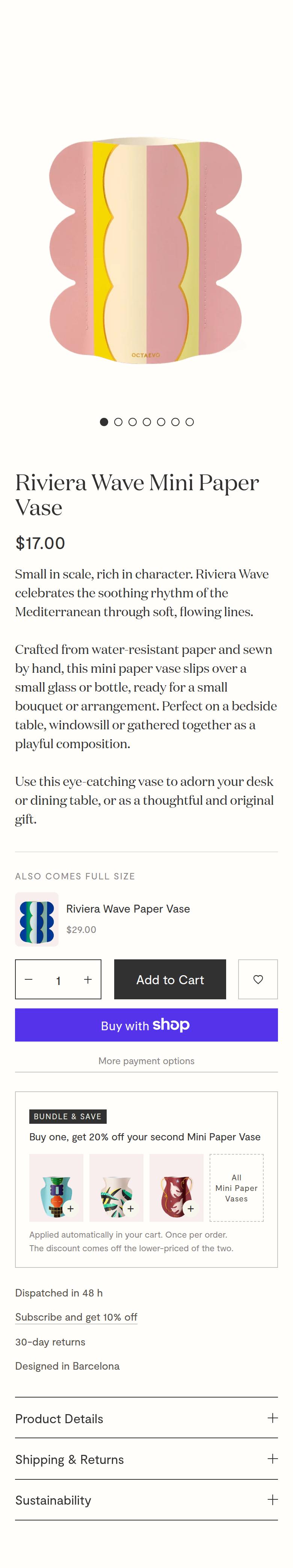 Product Details section from Octaevo, on a phone