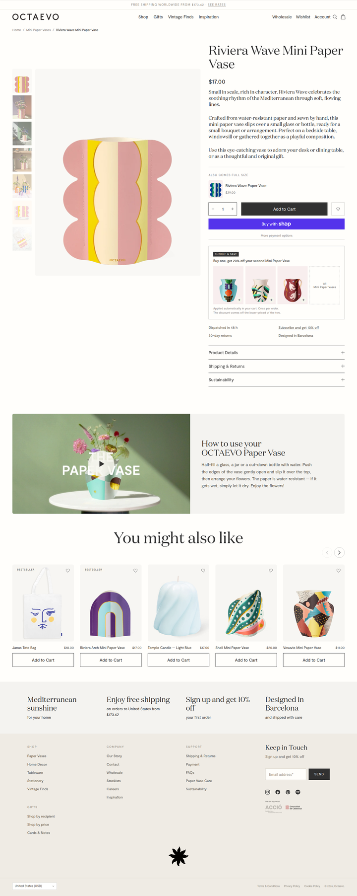 Octaevo page from Single Product page