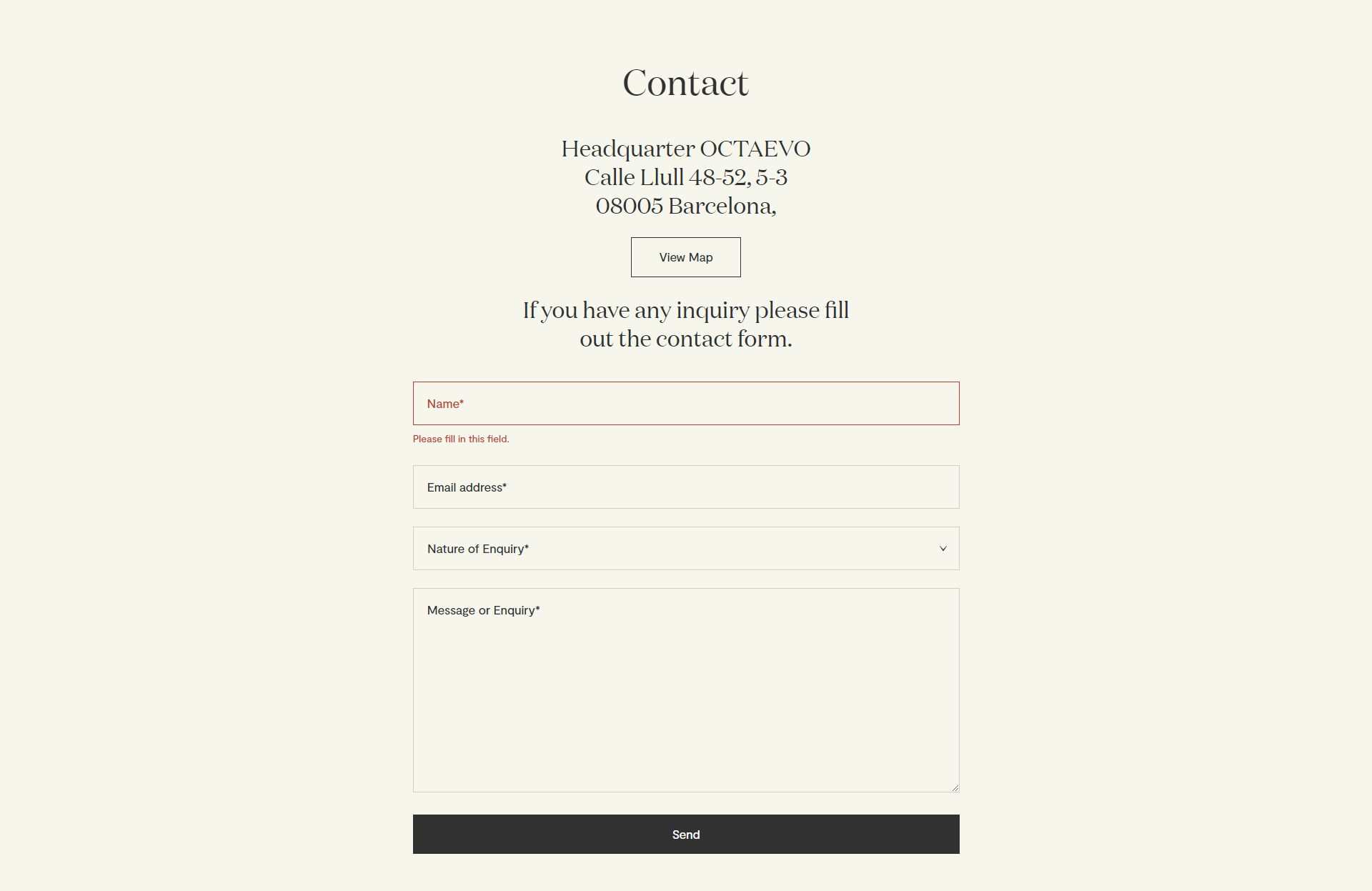 Screenshot of the Contact section