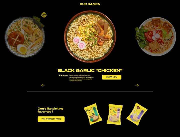Screenshot of the Product 1 section