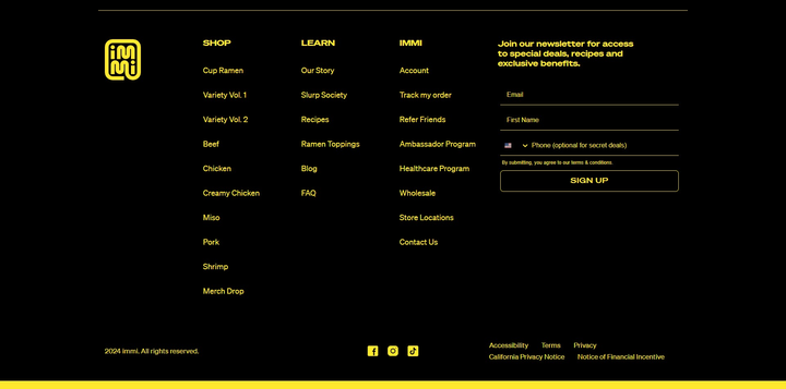 Screenshot of the Footer section