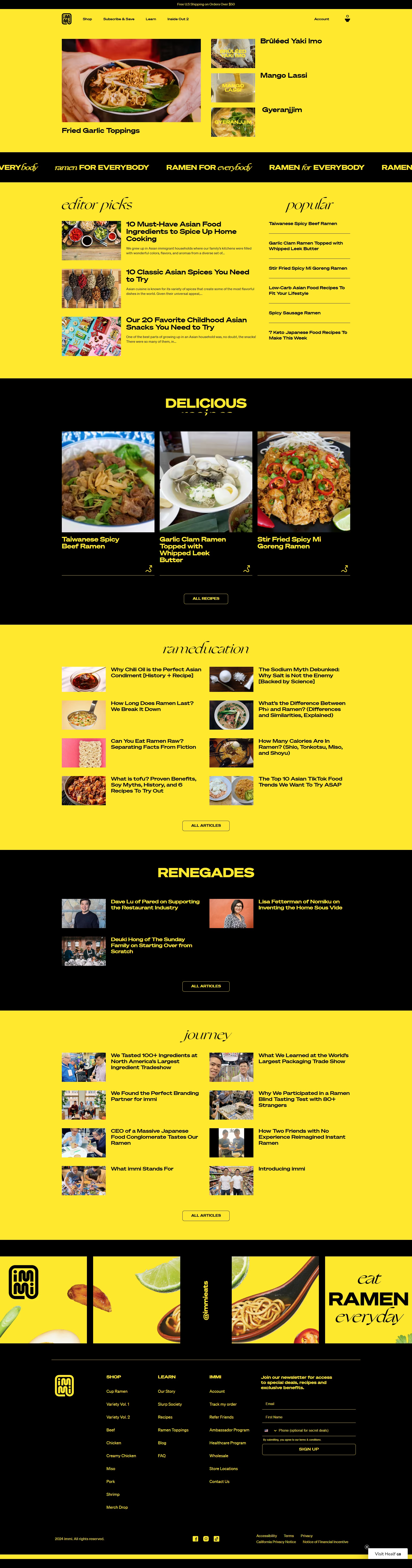 Screenshot of the Blog page