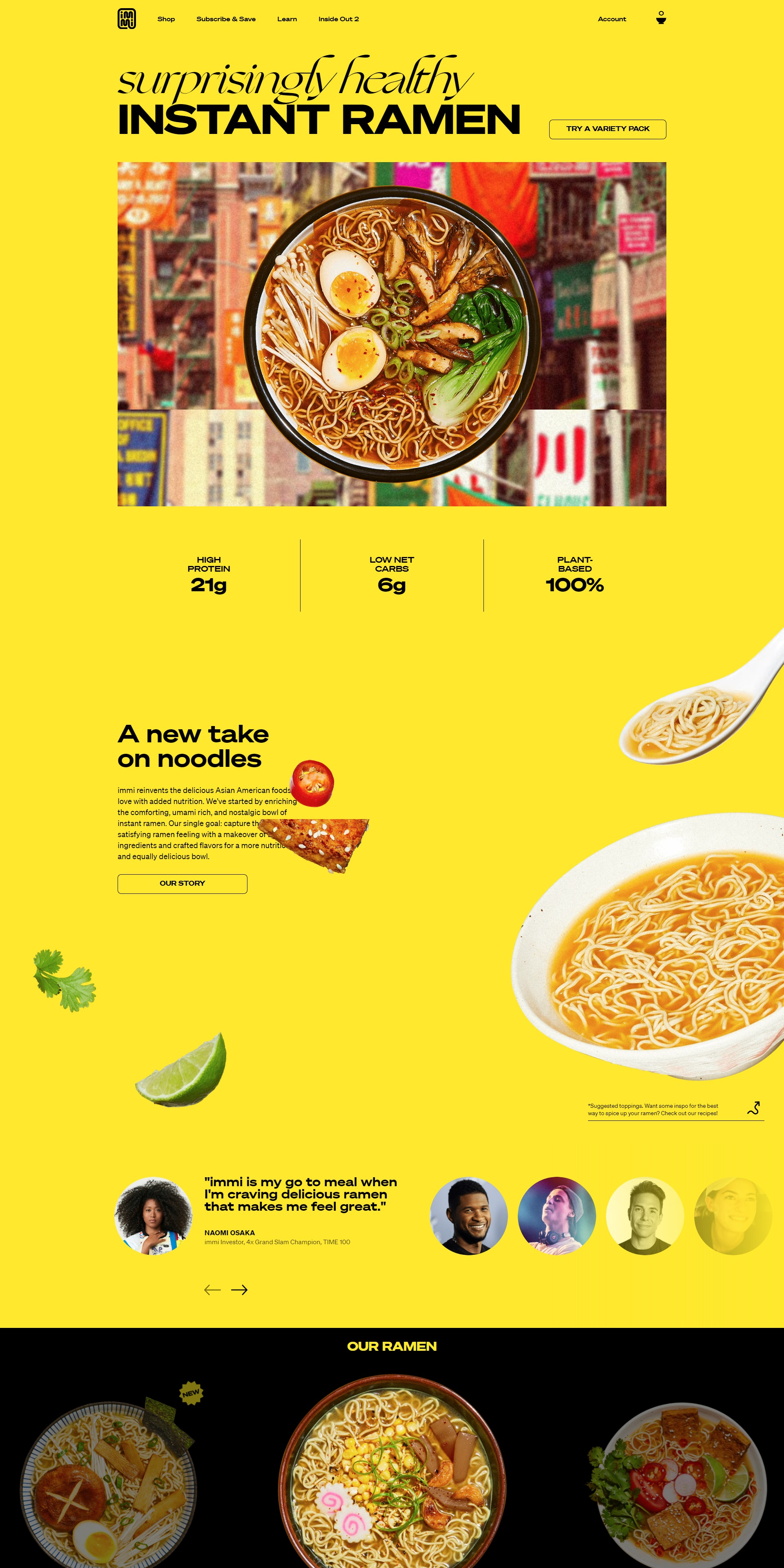 Screenshot of the Immi website home page