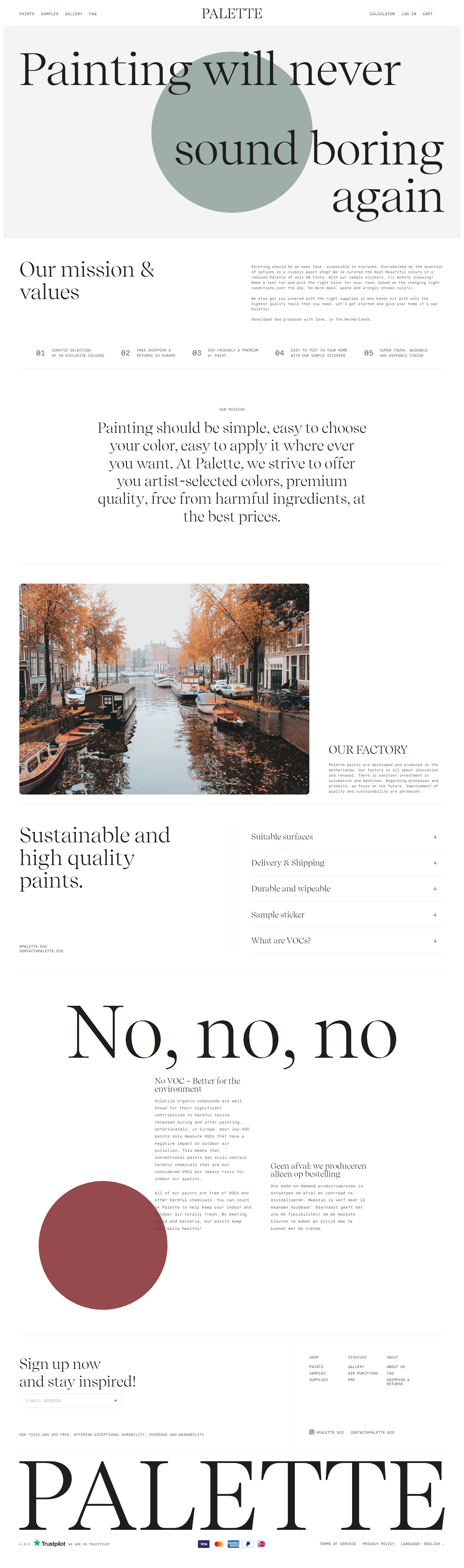 Screenshot of the About page
