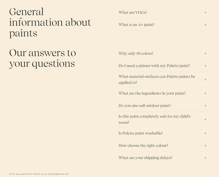 Screenshot of the FAQs section