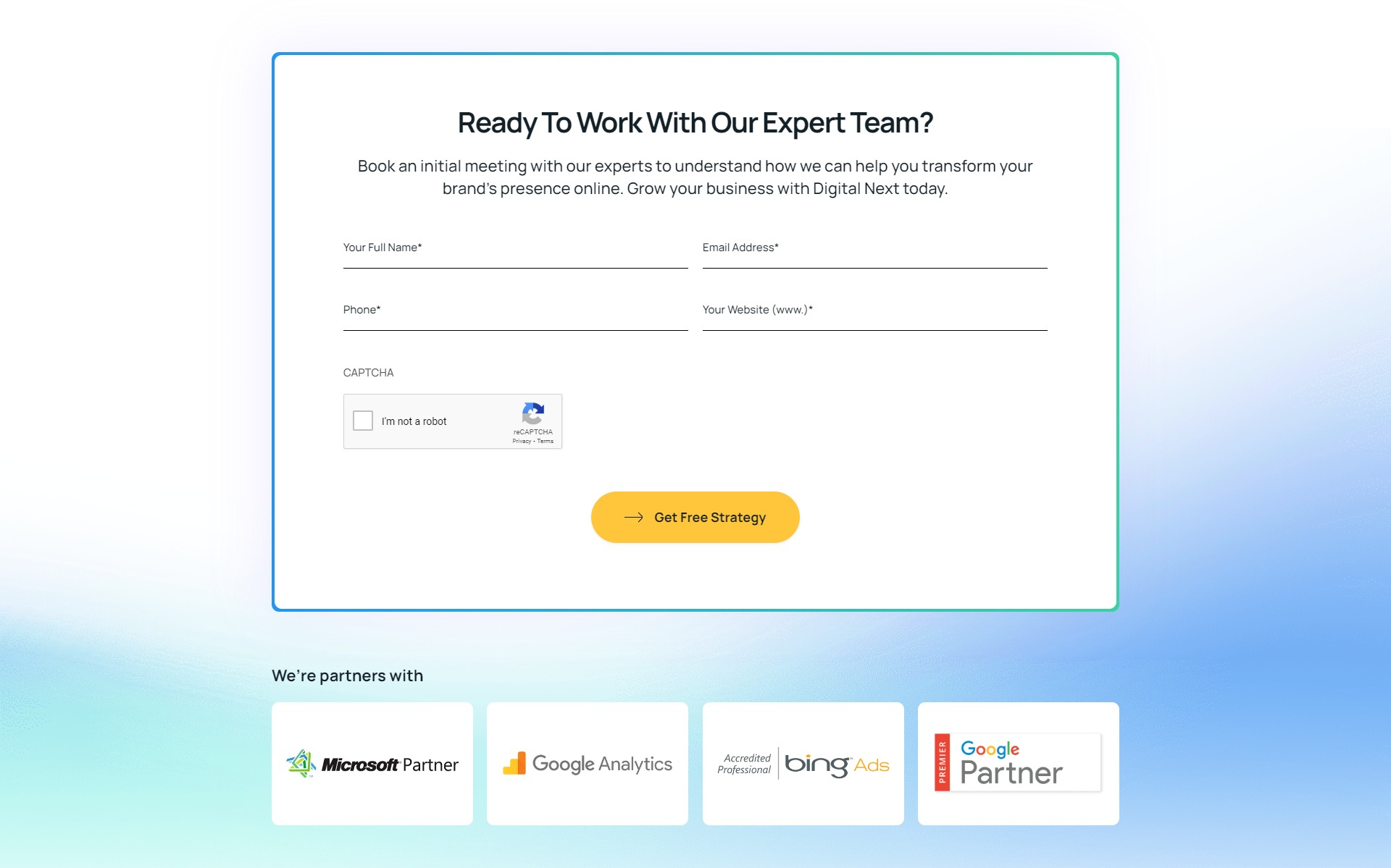Screenshot of the Contact Social Proof section