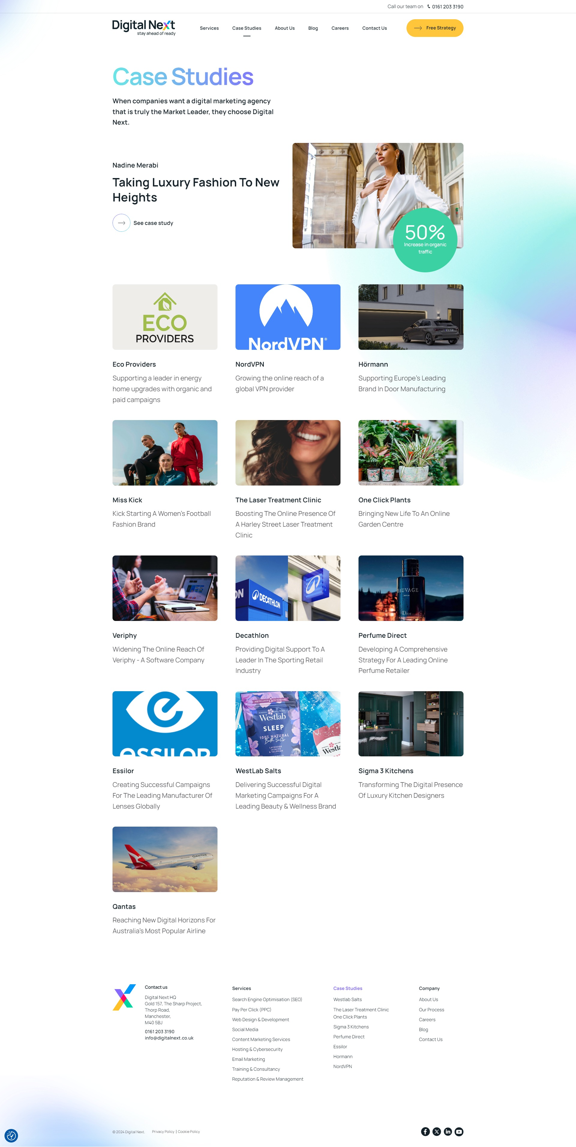 Screenshot of the Case Studies page