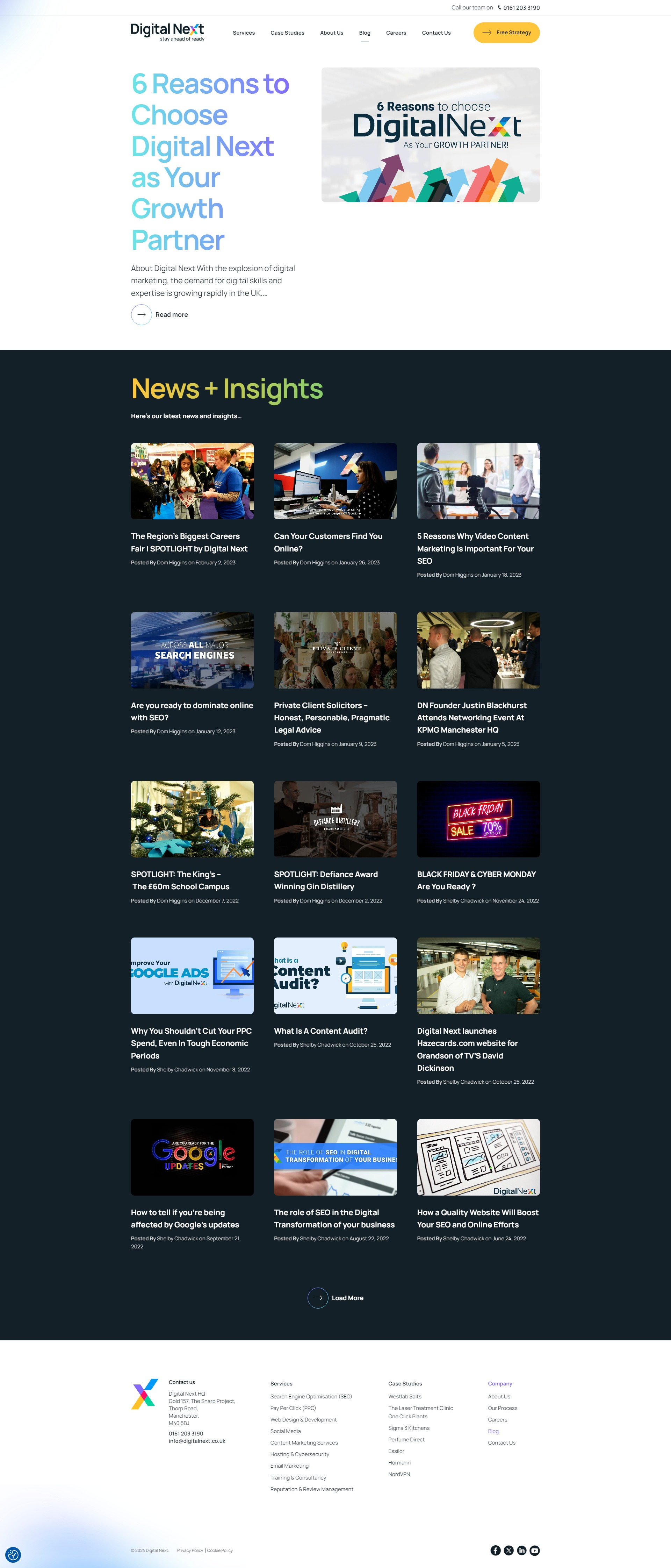 Screenshot of the Blog page