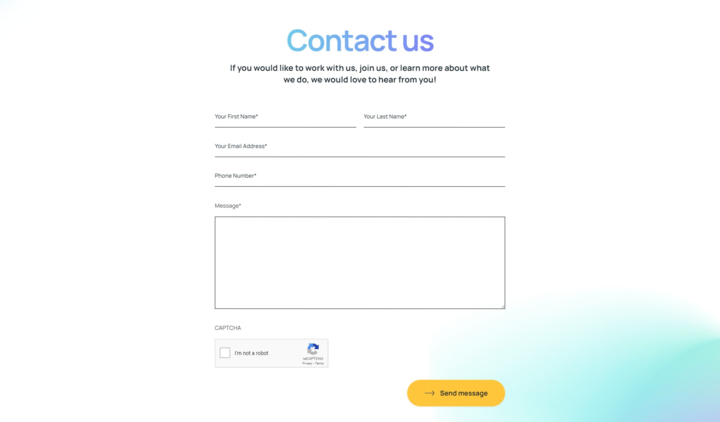 Screenshot of the Contact Form section