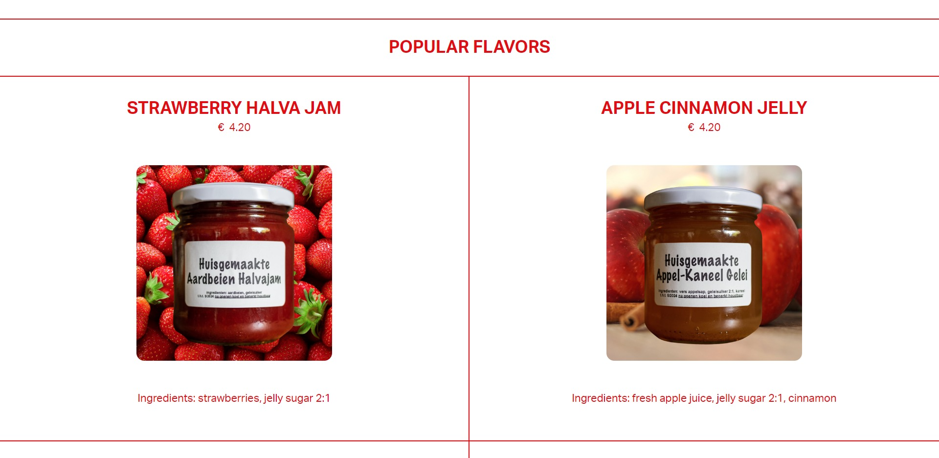 Screenshot of the Popular Flavors section