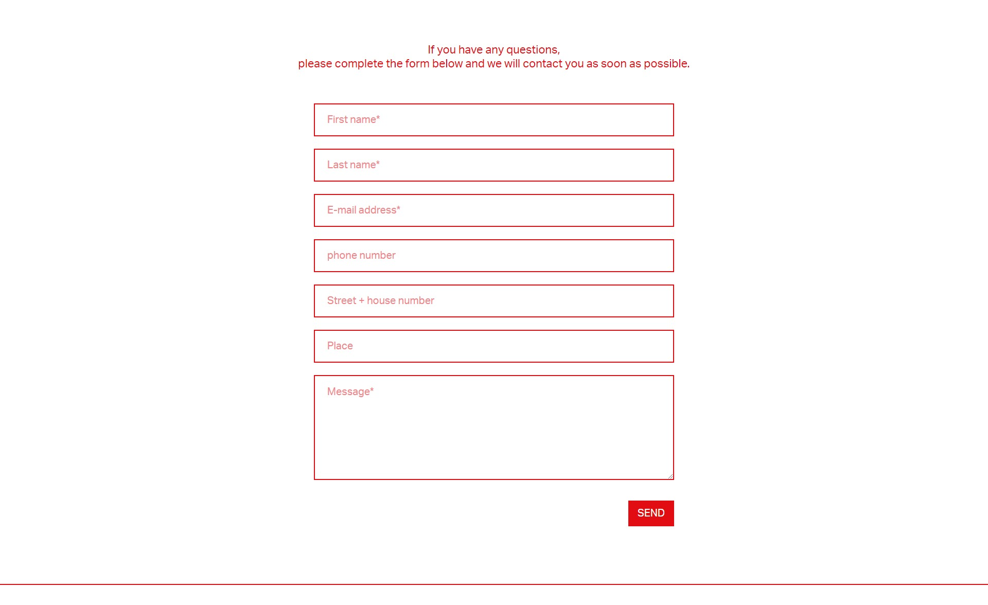 Screenshot of the Contact Form section