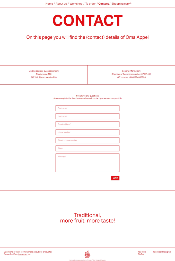 Oma Appel page from Contact page
