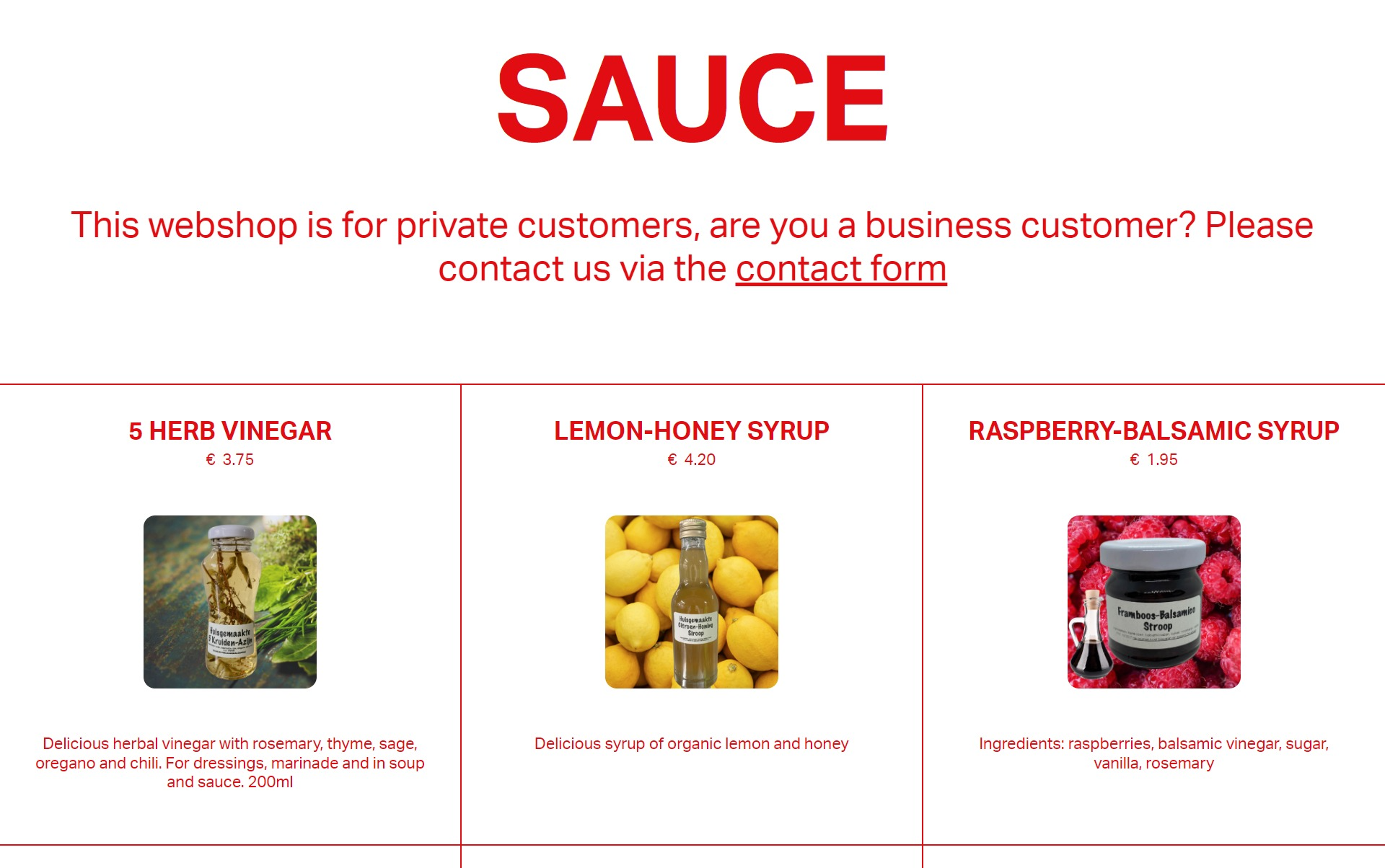 Screenshot of the Product Listing section
