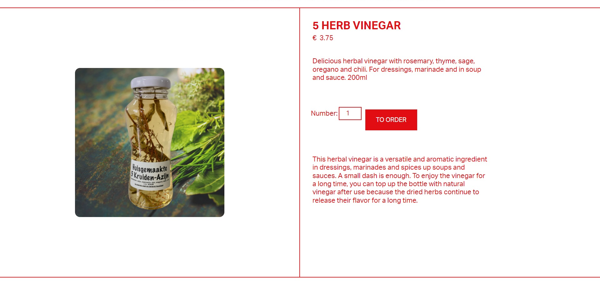 Screenshot of the Product Detail section