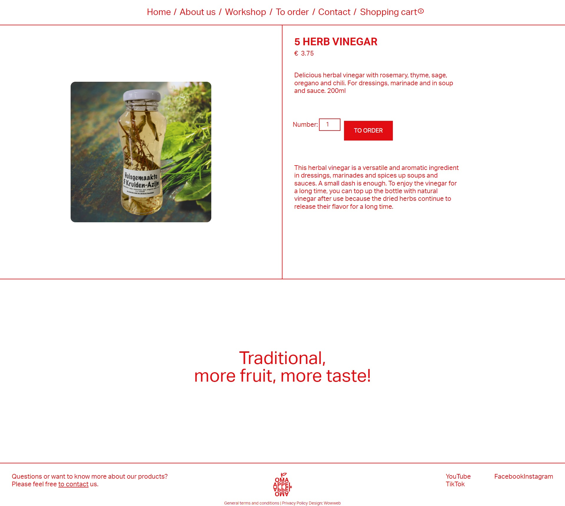 Screenshot of the 5 Herb Vinegar page