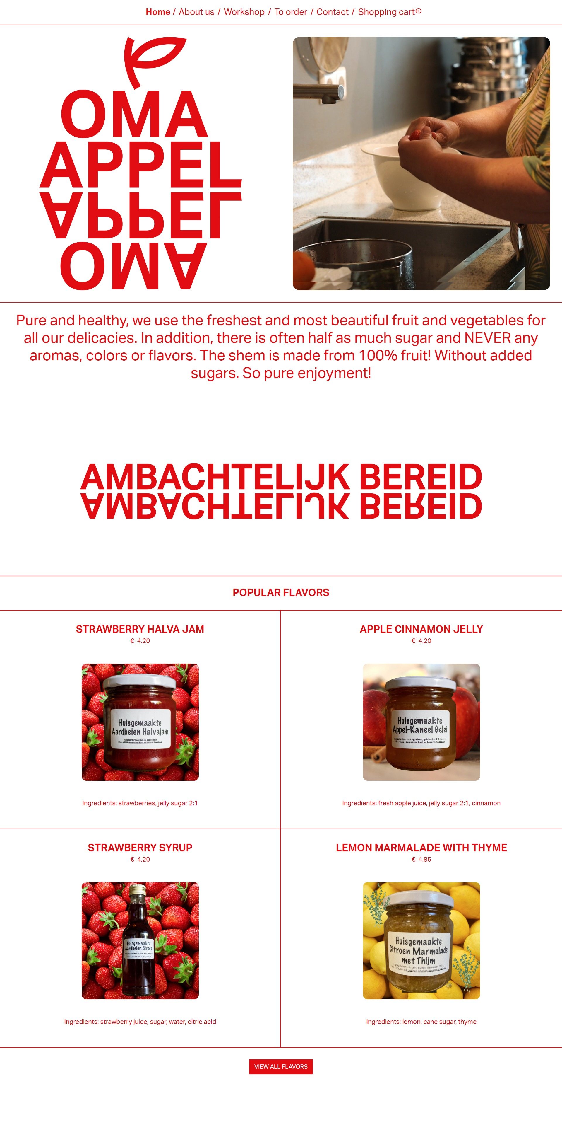 Screenshot of the Oma Appel website home page