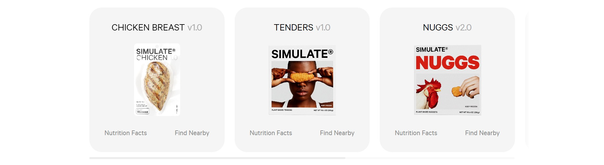 Screenshot of the Products section