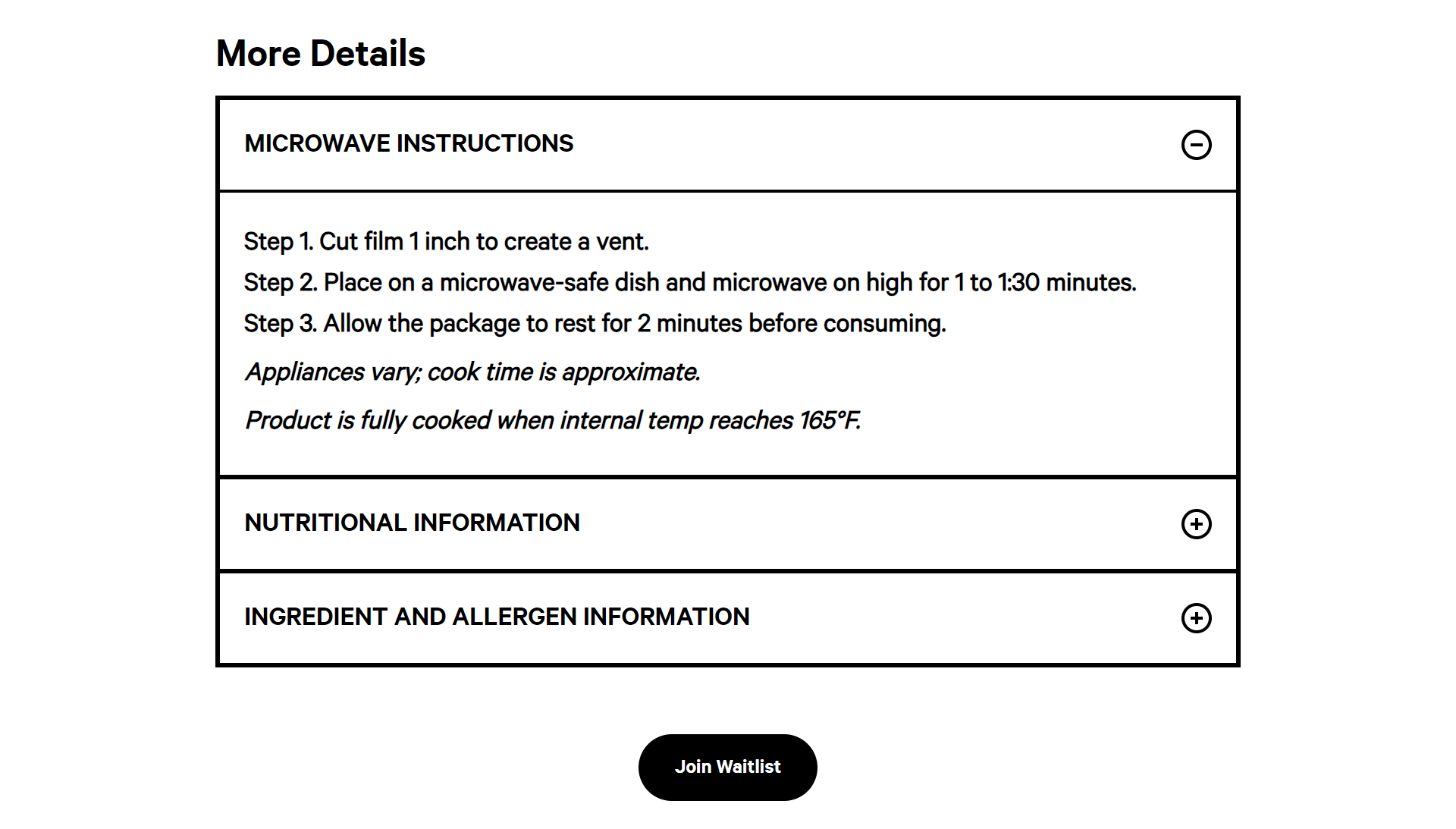 Screenshot of the Product Details section