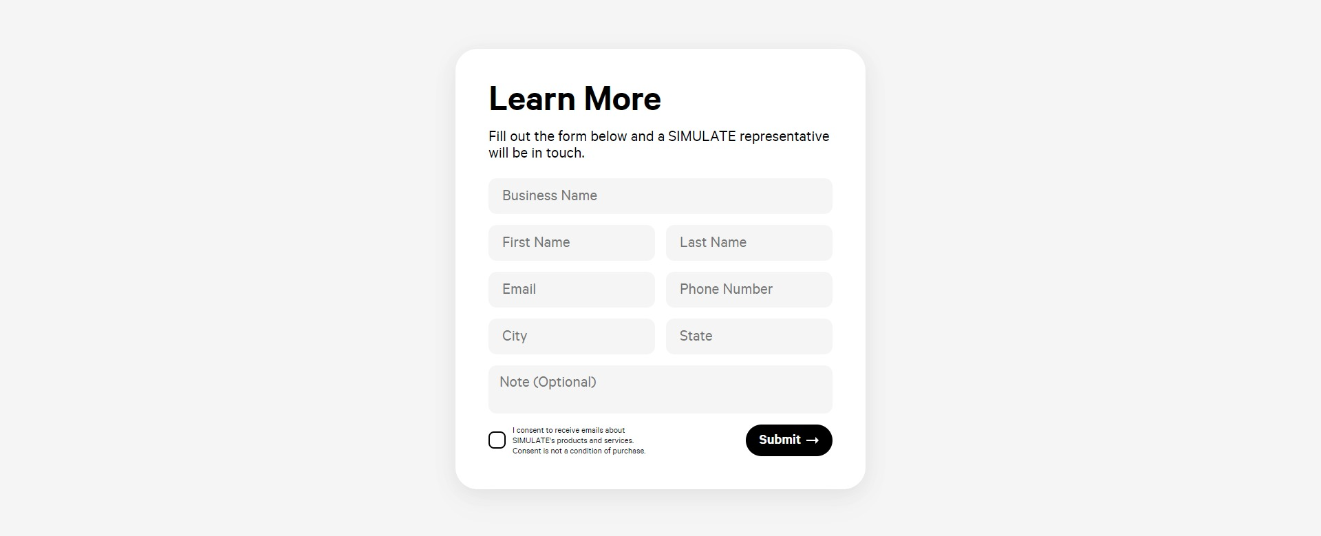 Screenshot of the Contact Form section