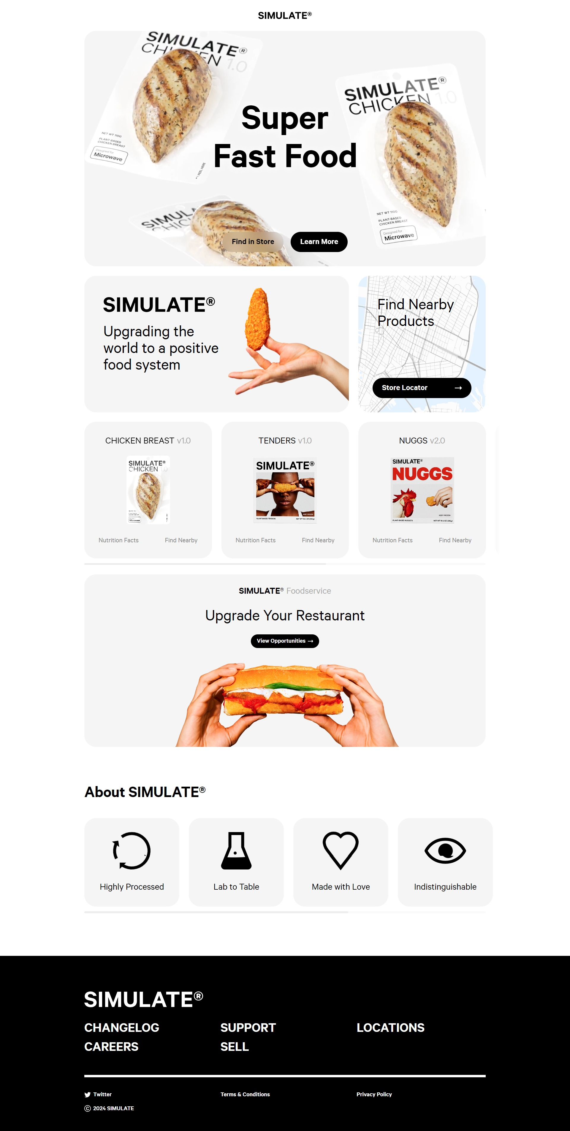 Screenshot of the Simulate website home page