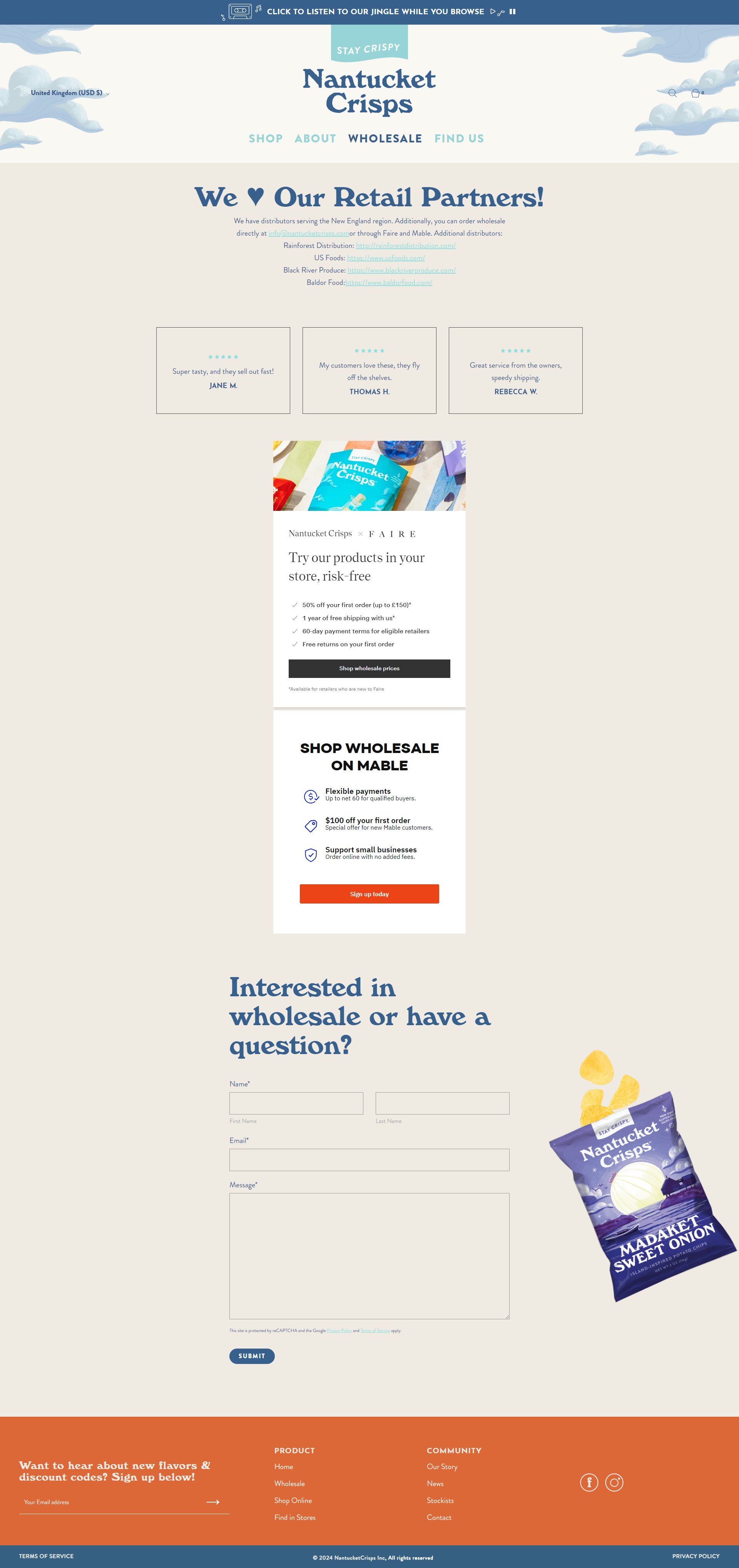 Screenshot of the Contact page
