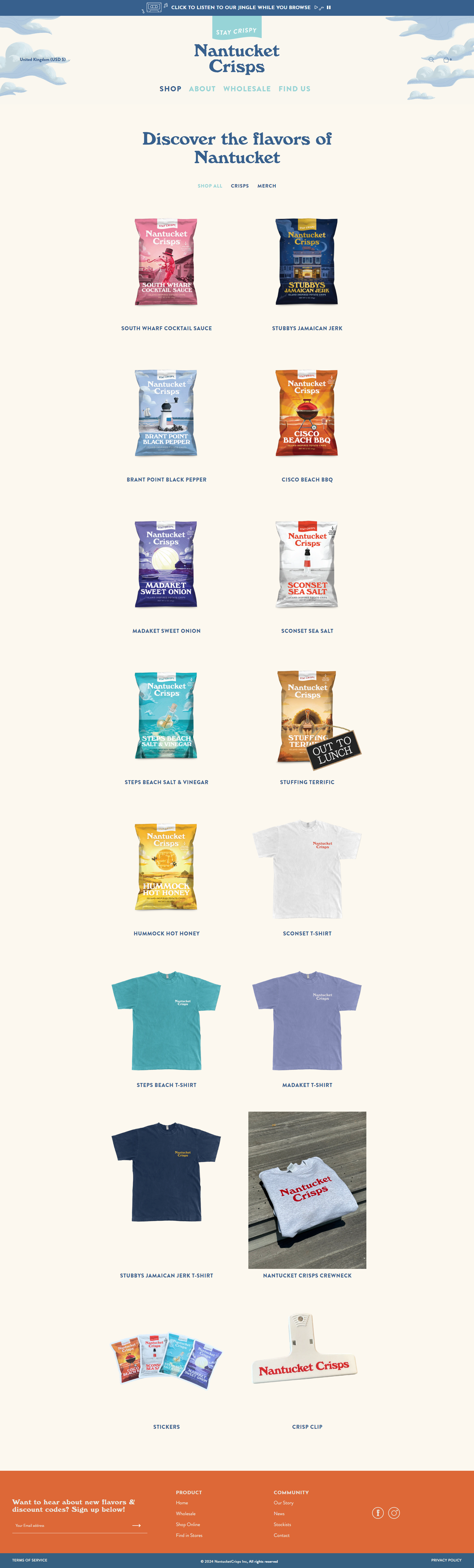Screenshot of the Shop page