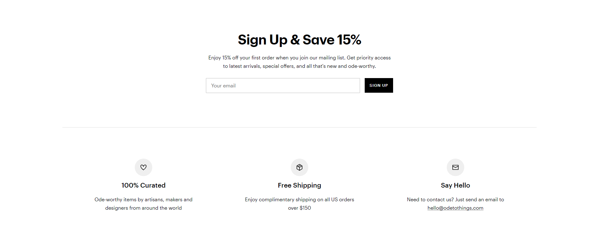 Screenshot of the Newsletter section