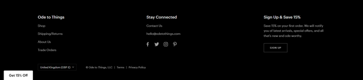 Screenshot of the Footer section