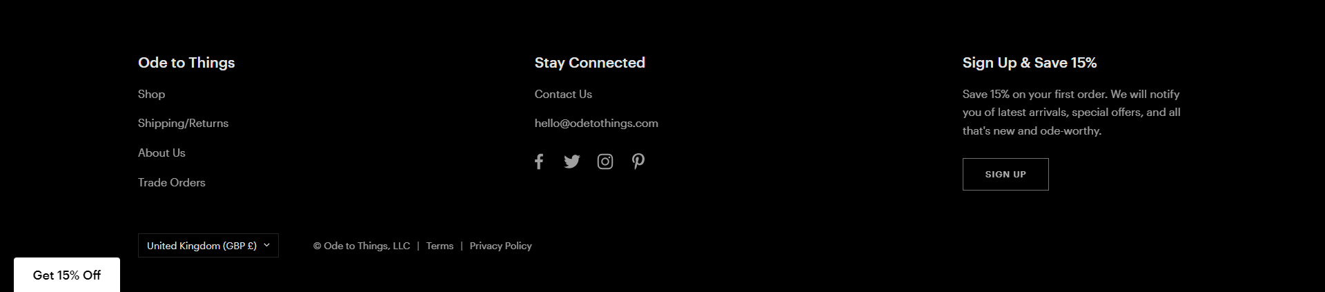 Screenshot of the Footer section