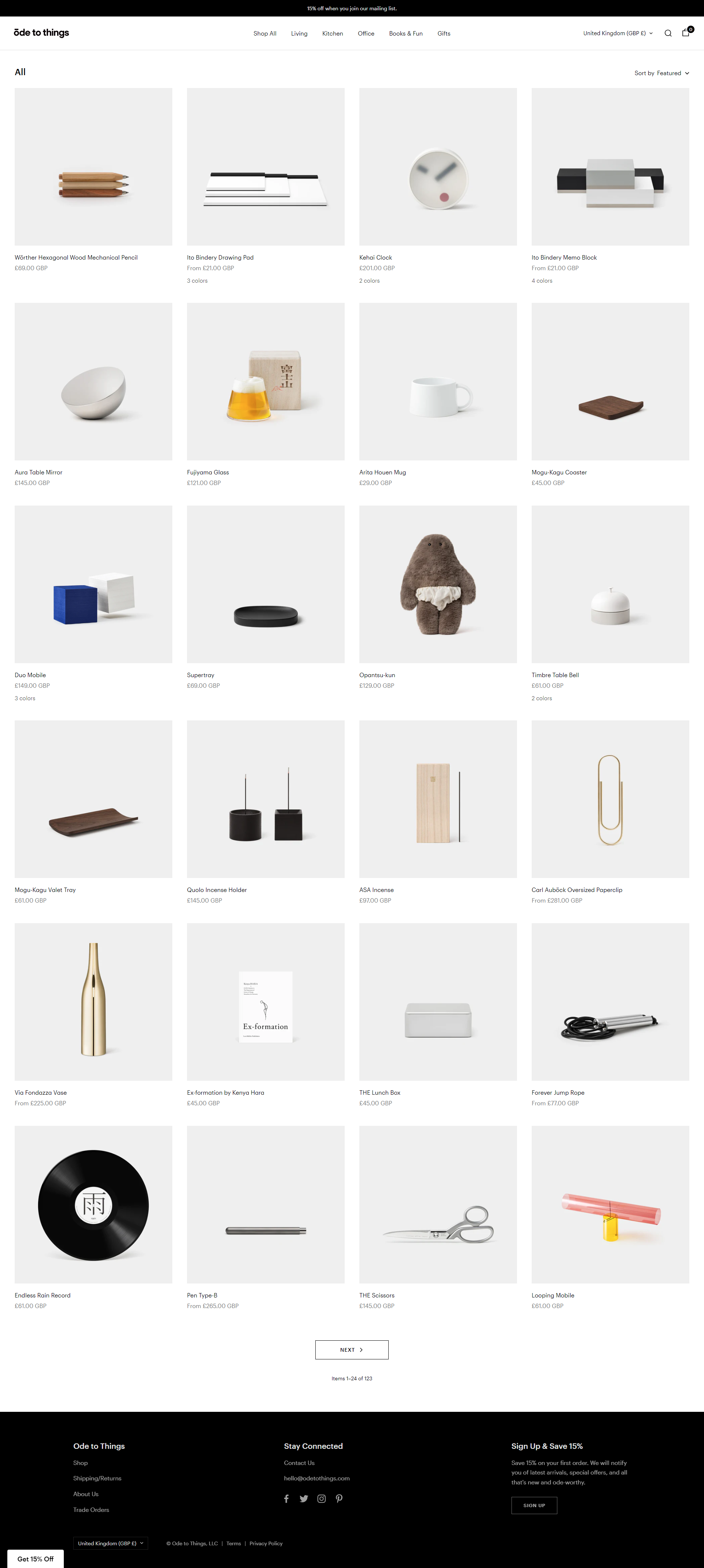 Screenshot of the Shop 1 page