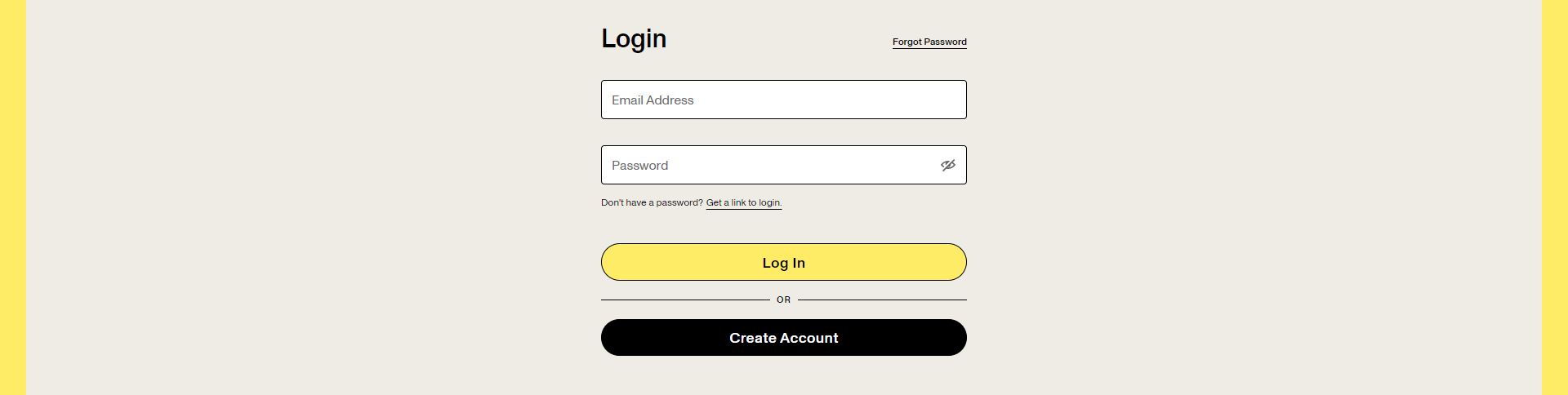 Screenshot of the Log In section
