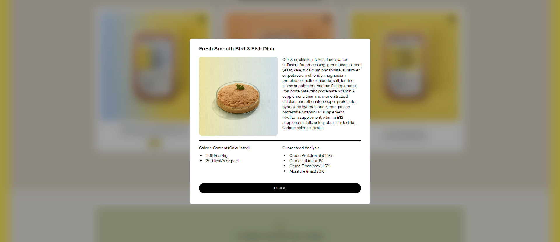 Screenshot of the Product Pop Up section