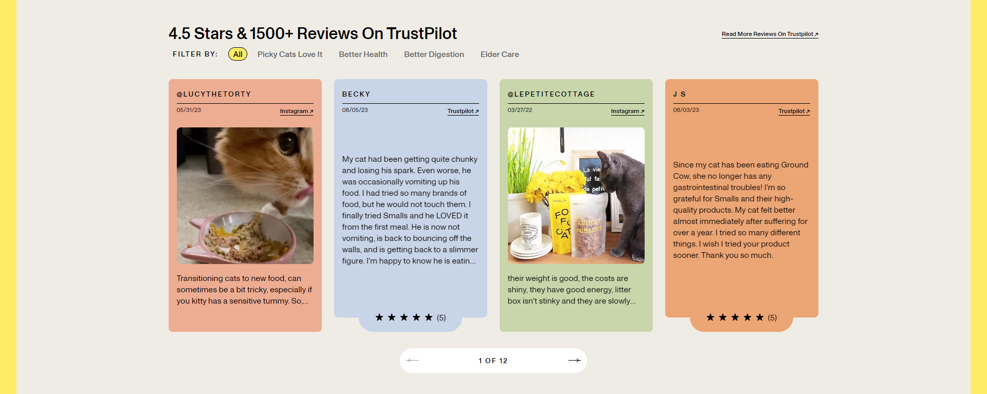 Screenshot of the Reviews section