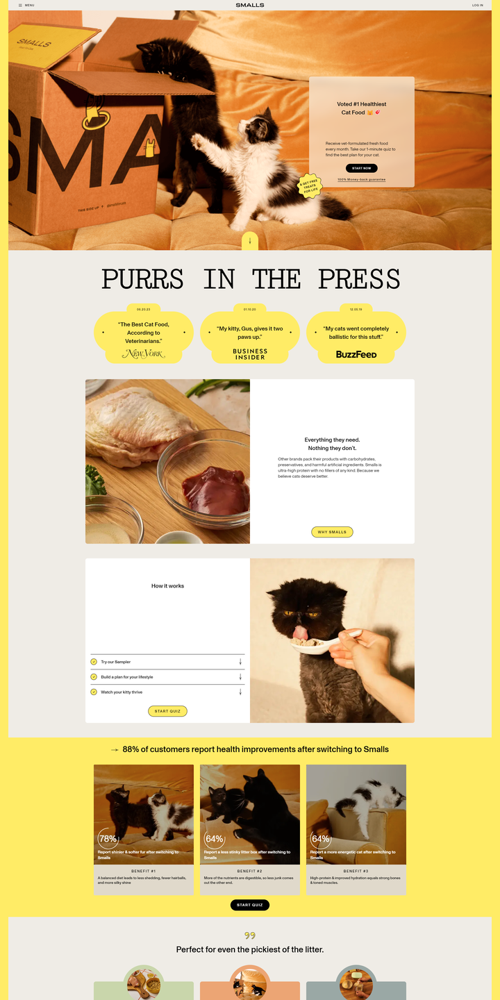 Home page of the Smalls website