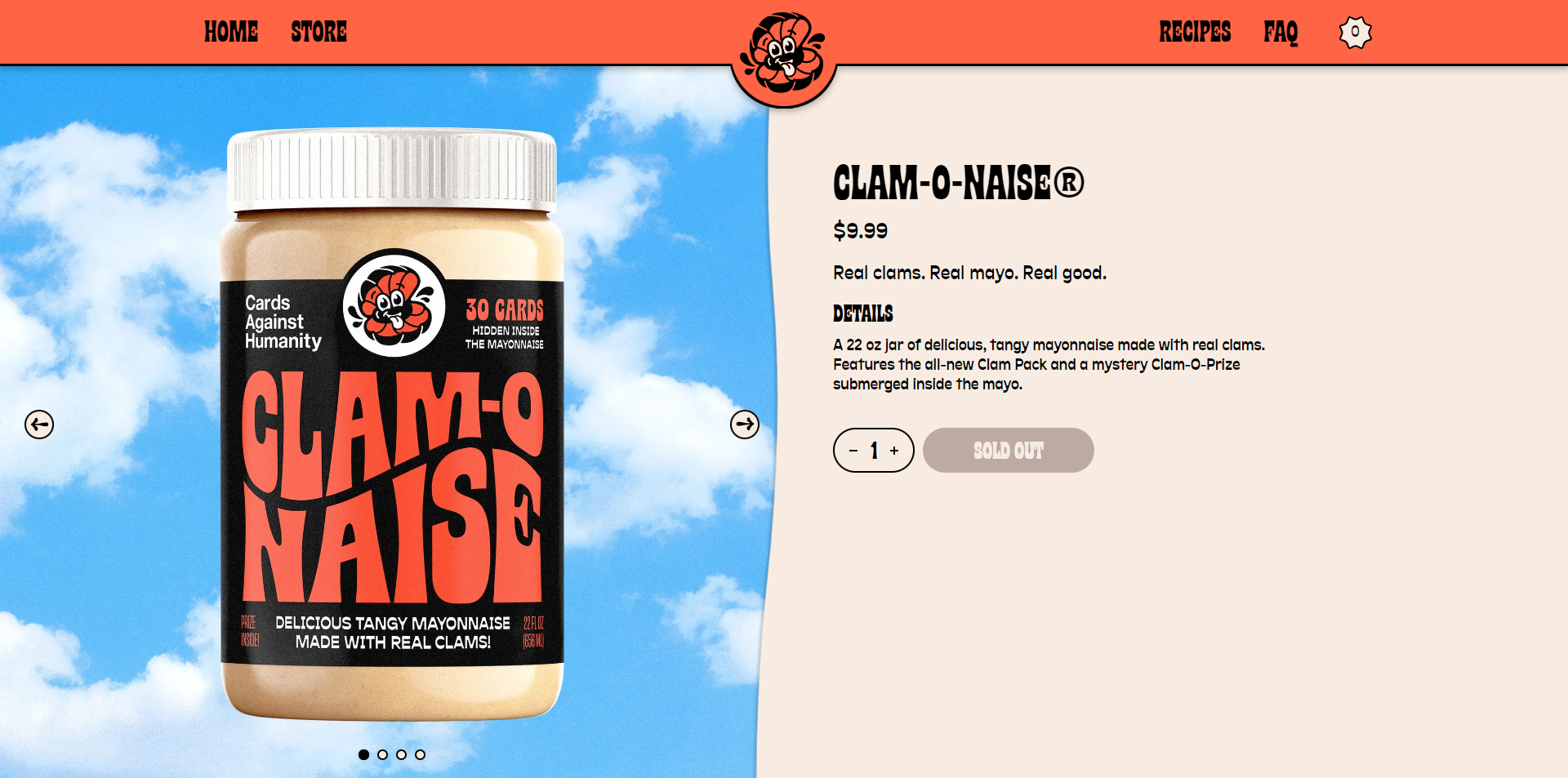 Screenshot of the Product section
