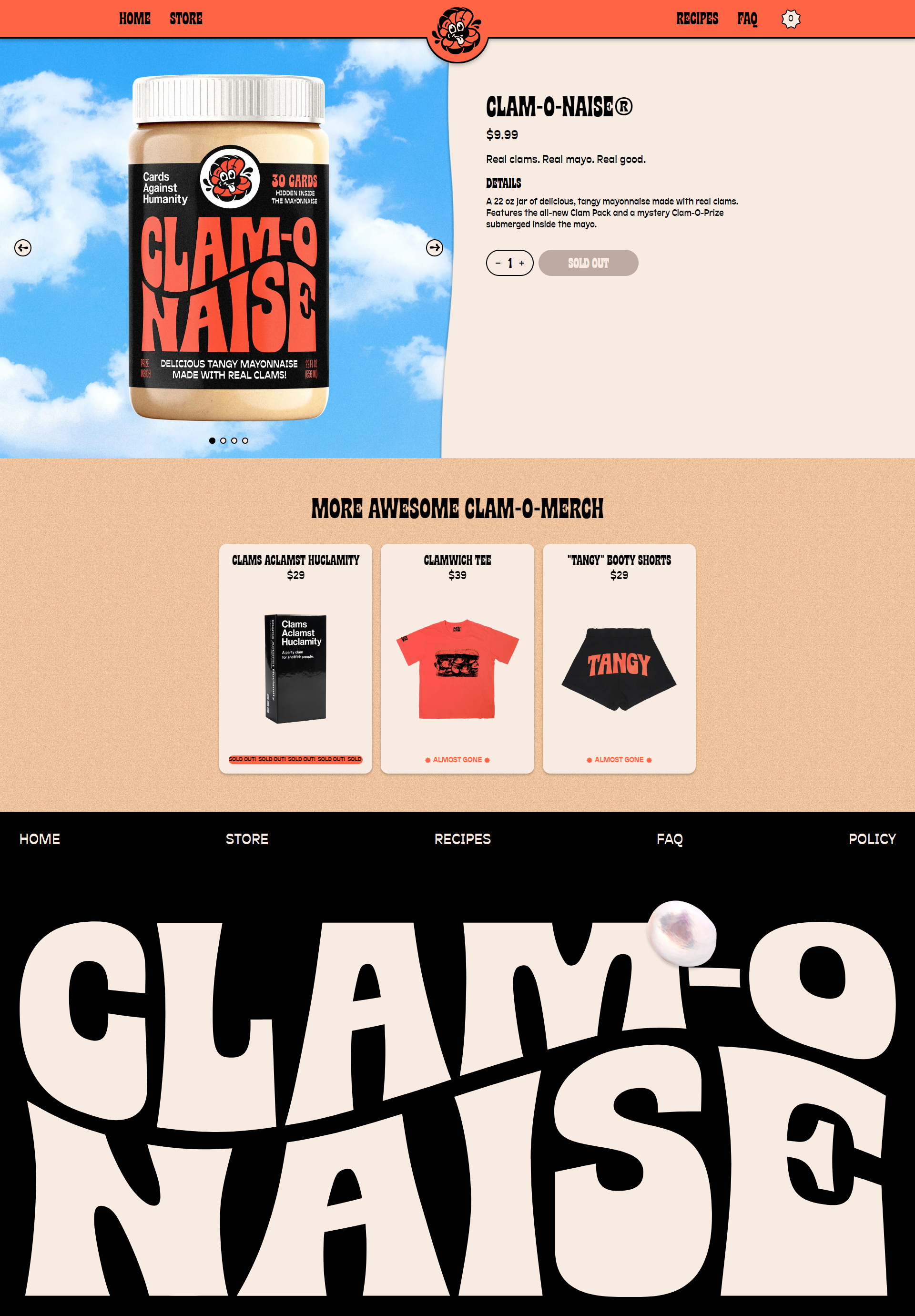 Screenshot of the Product page