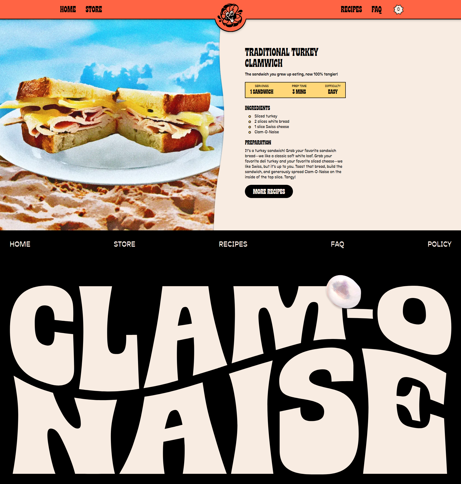 Screenshot of the Recipe page