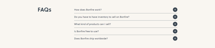 FAQs section from Bonfire