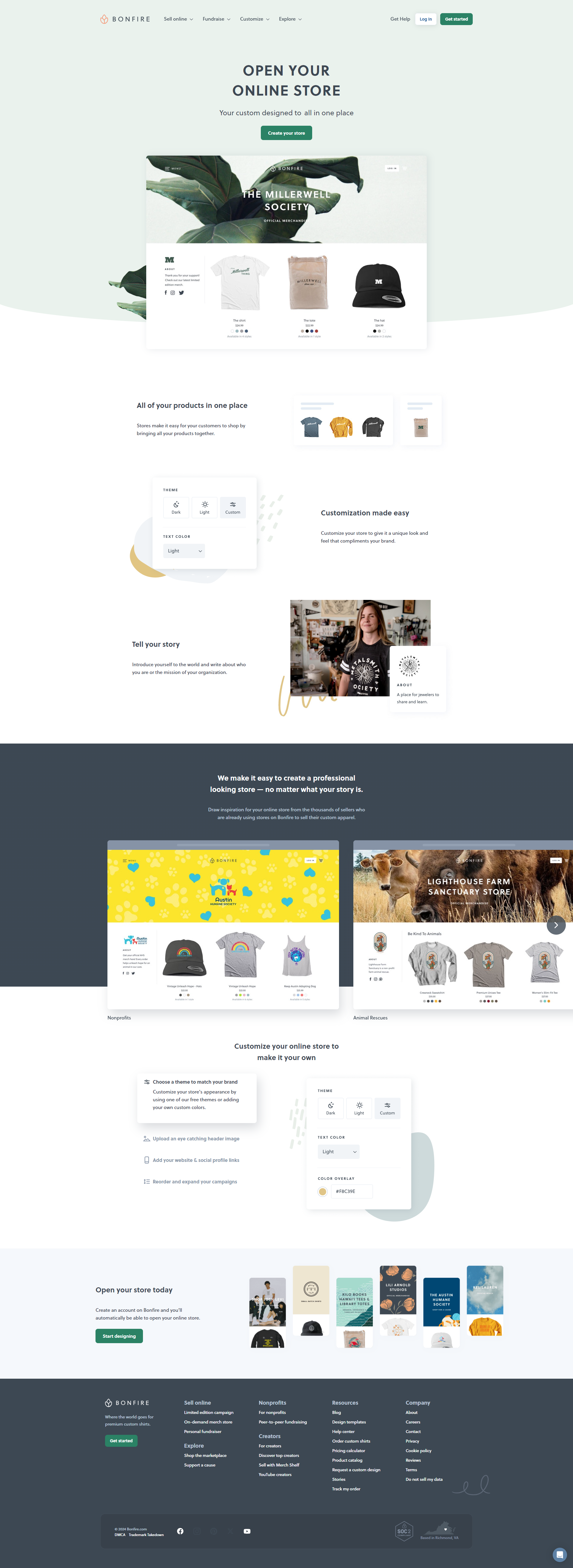 Screenshot of the Landing Page page