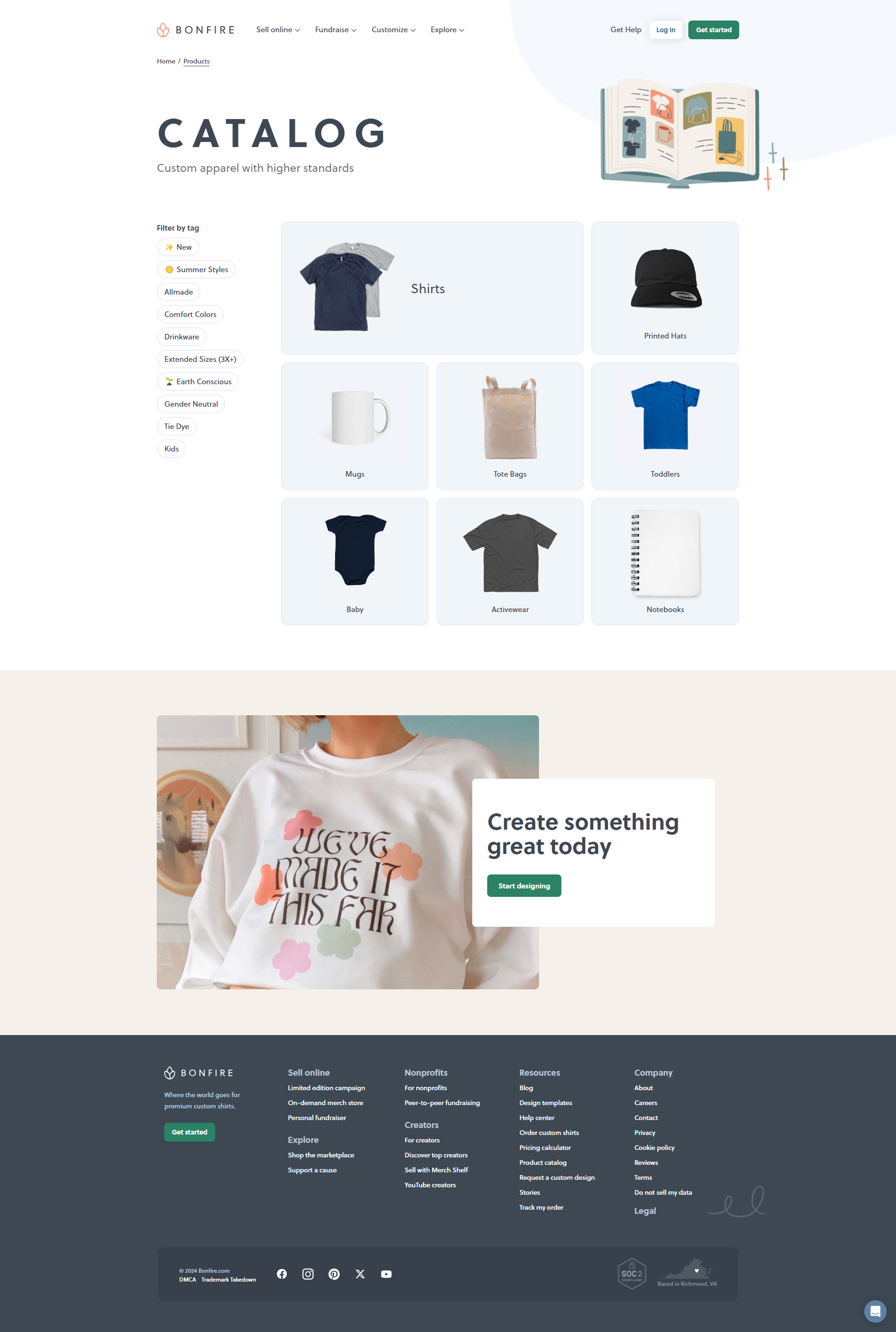 Screenshot of the Shop page