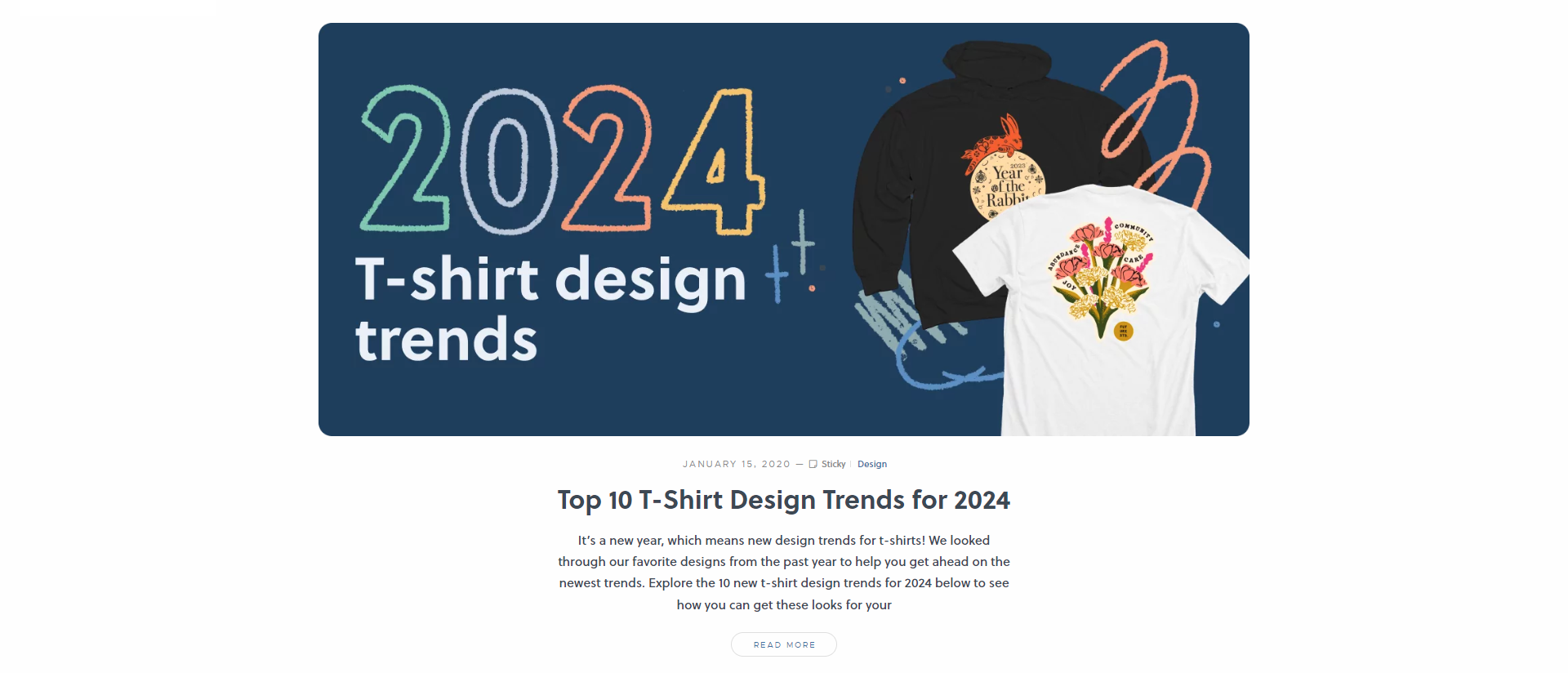 Screenshot of the Blog Hero section