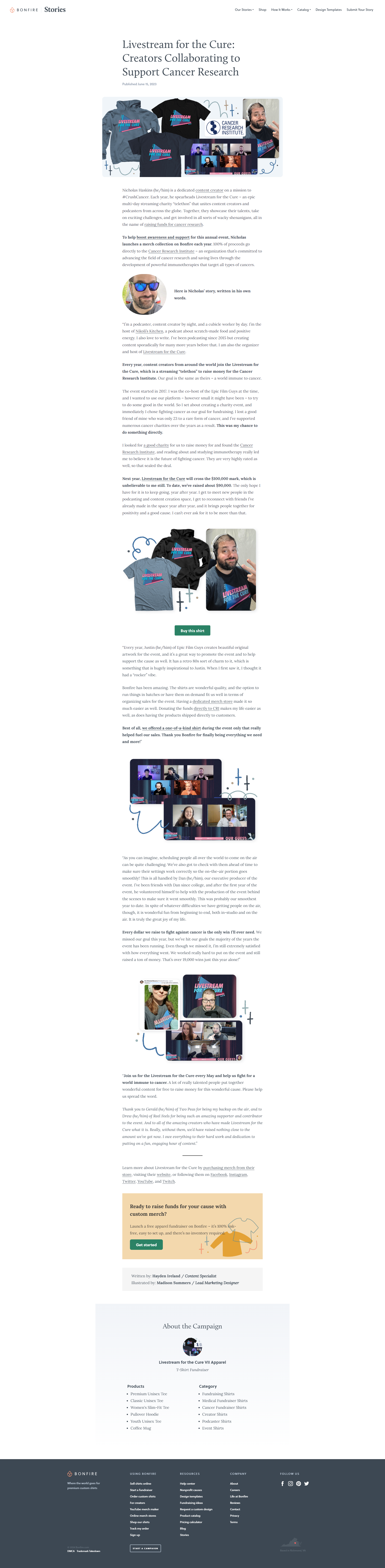 Screenshot of the Single Story page
