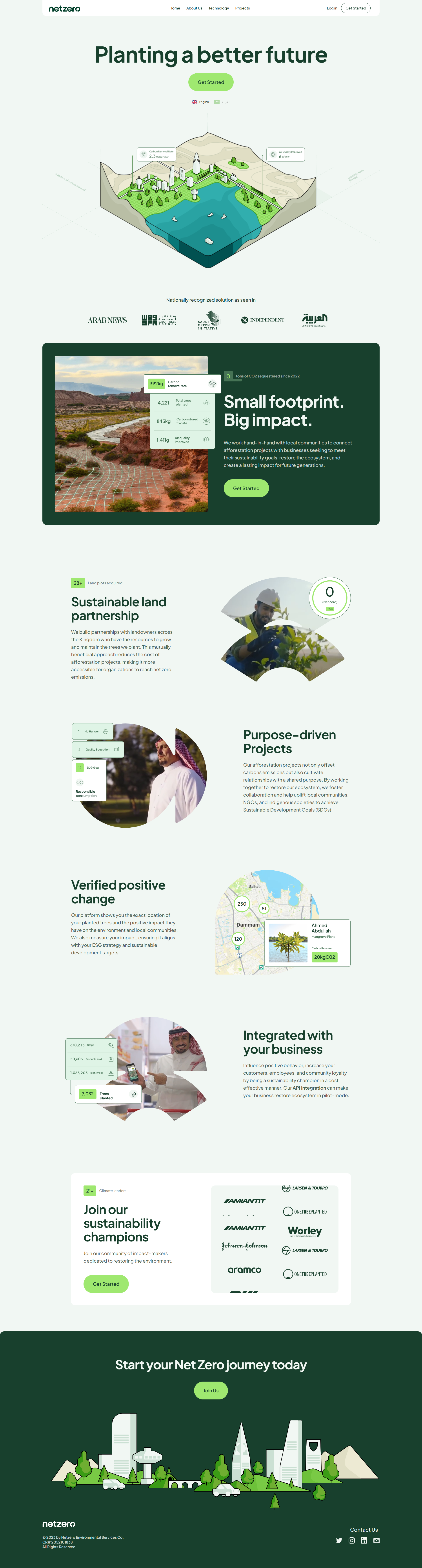 Screenshot of the Home page