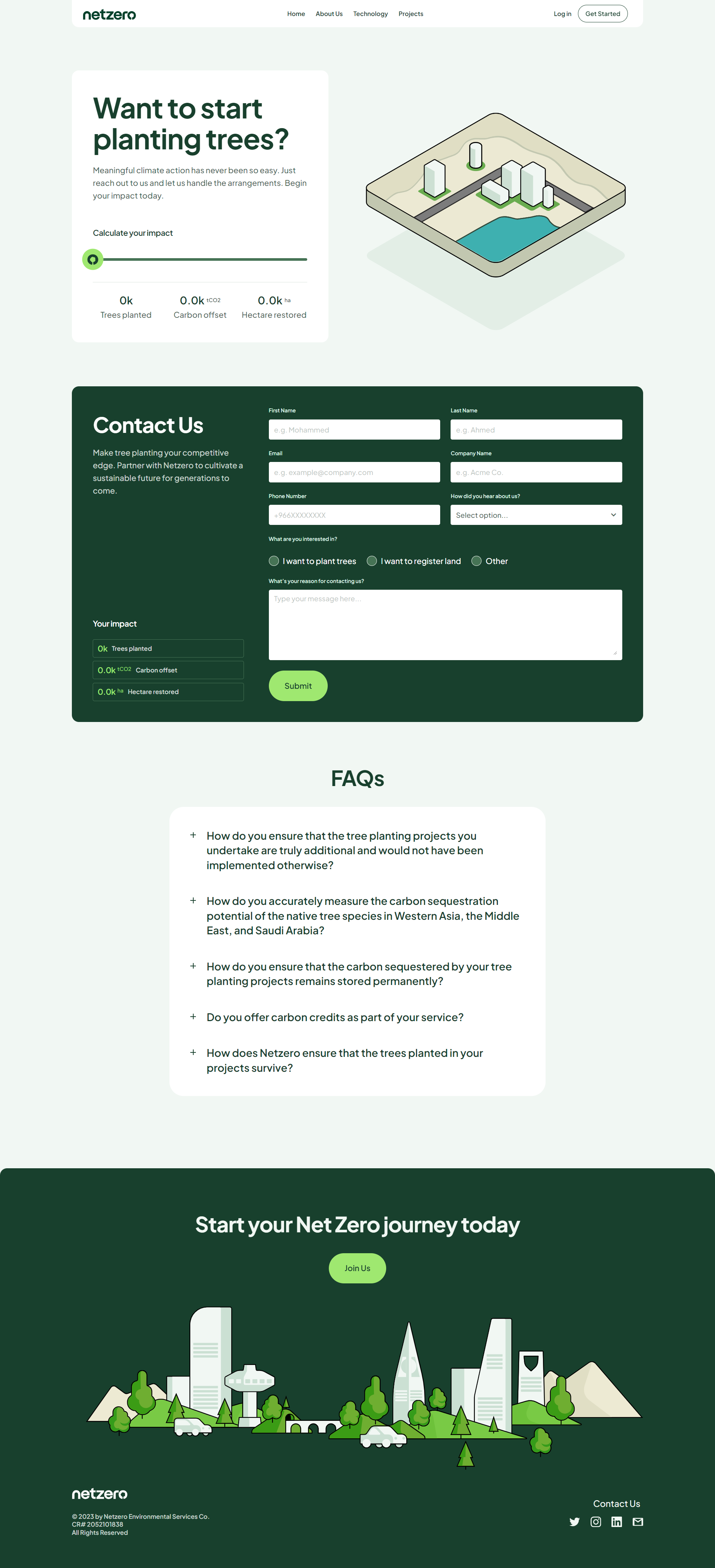 Screenshot of the Contact page