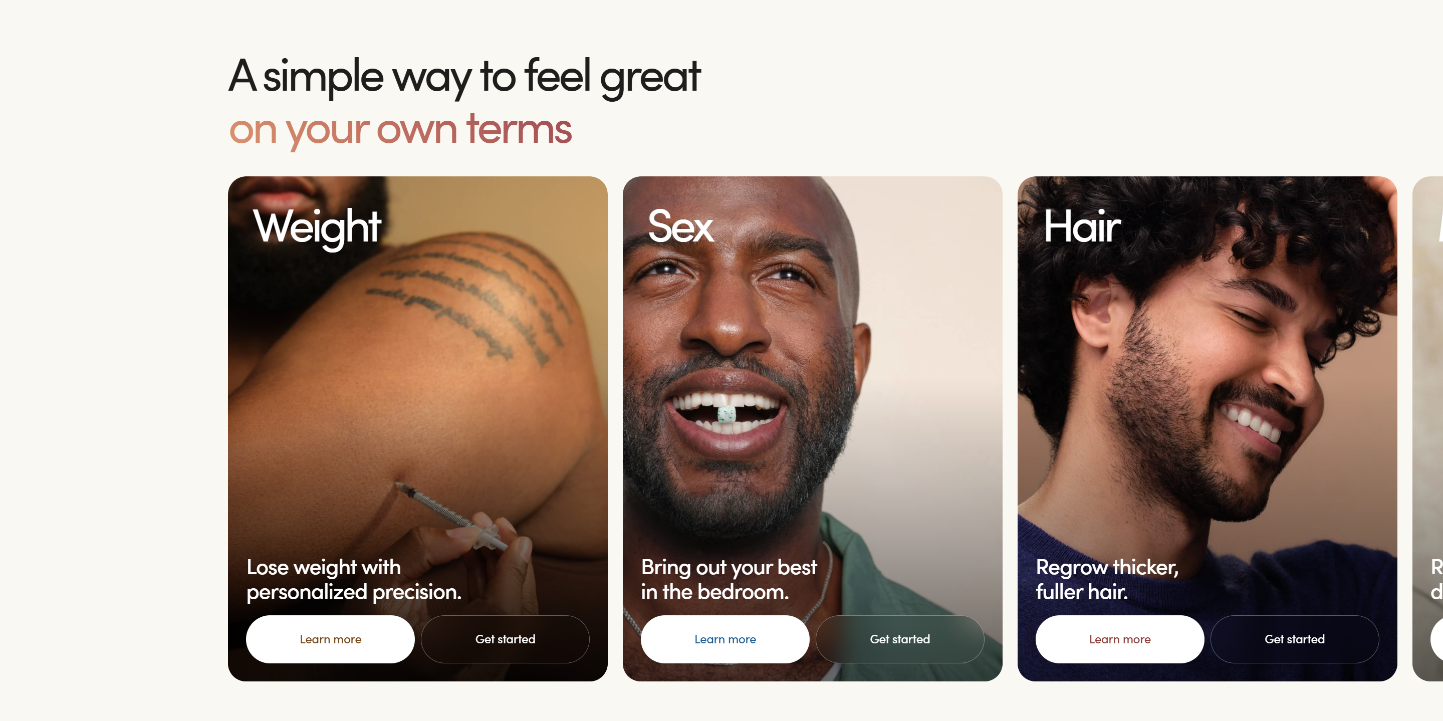 Screenshot of the Services section