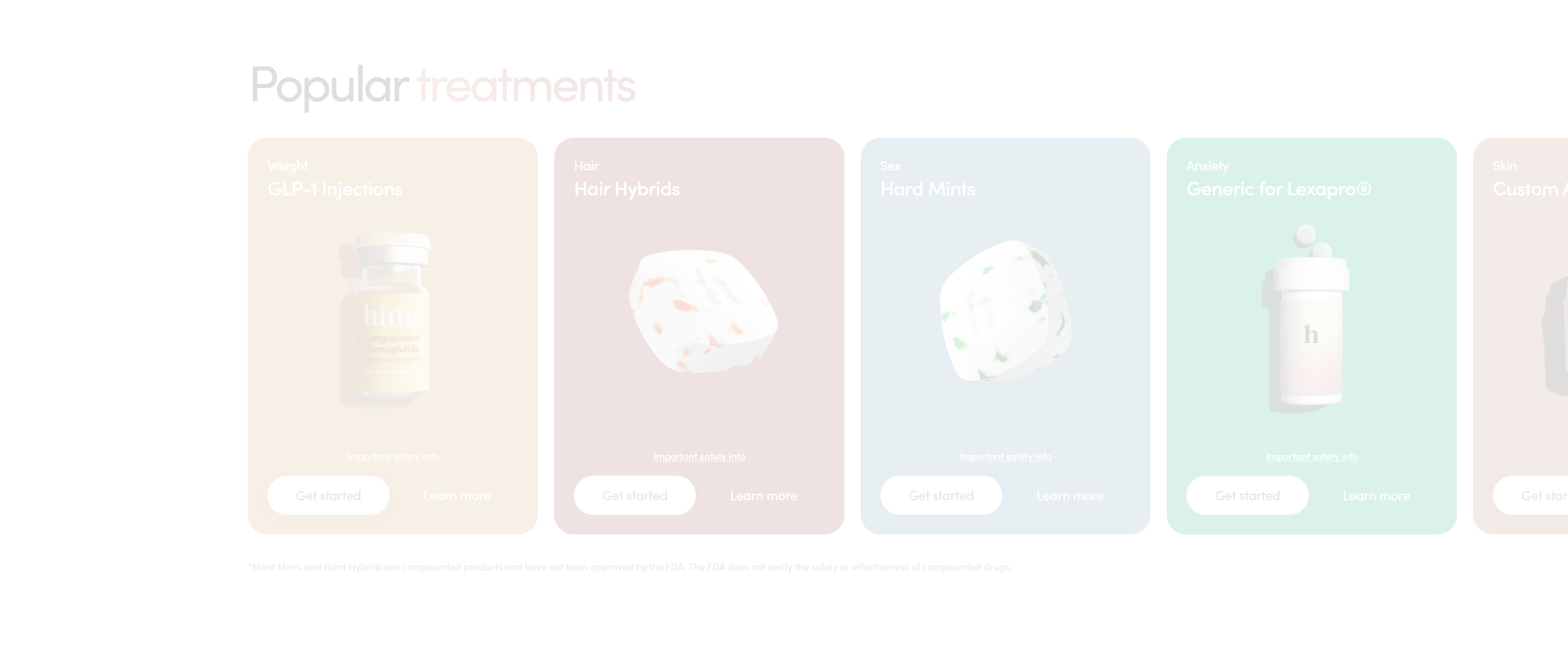 Screenshot of the Product Listing section