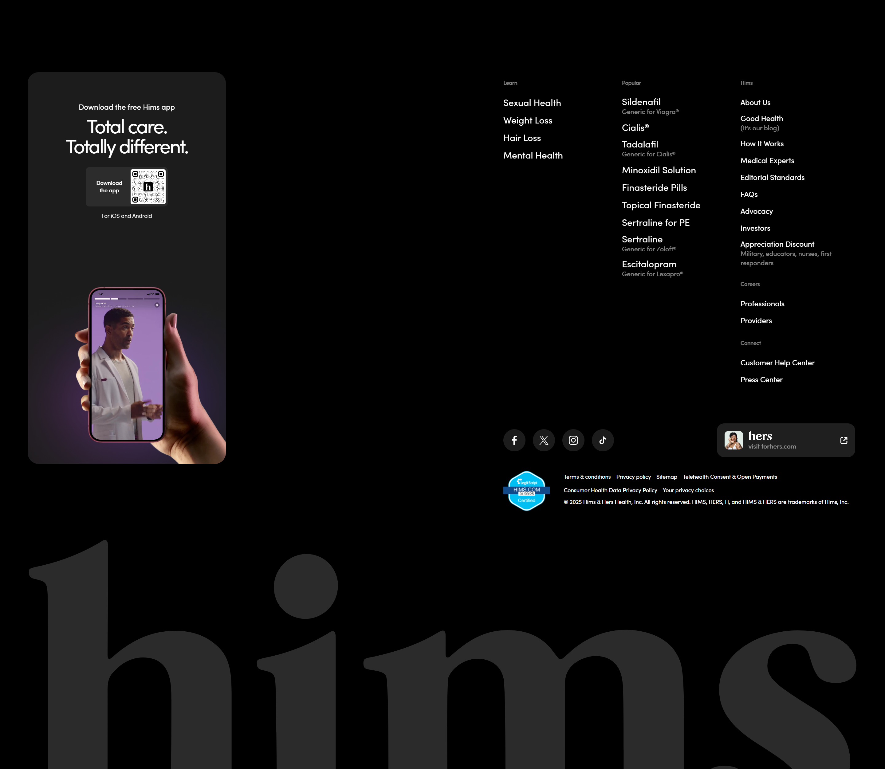 Screenshot of the Footer section