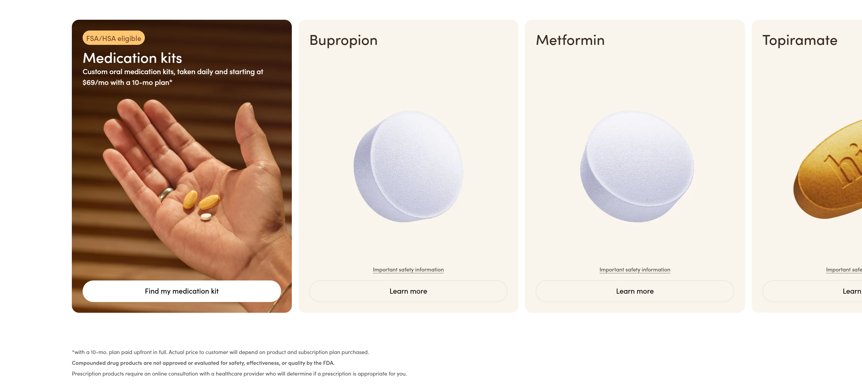 Screenshot of the Product Listing section
