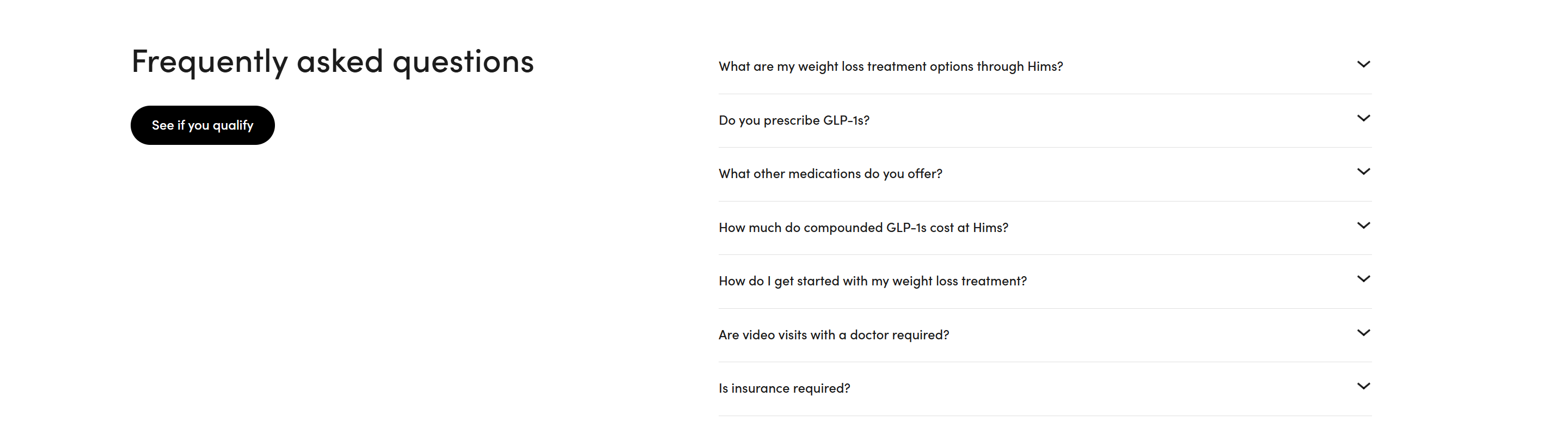 Screenshot of the FAQs section